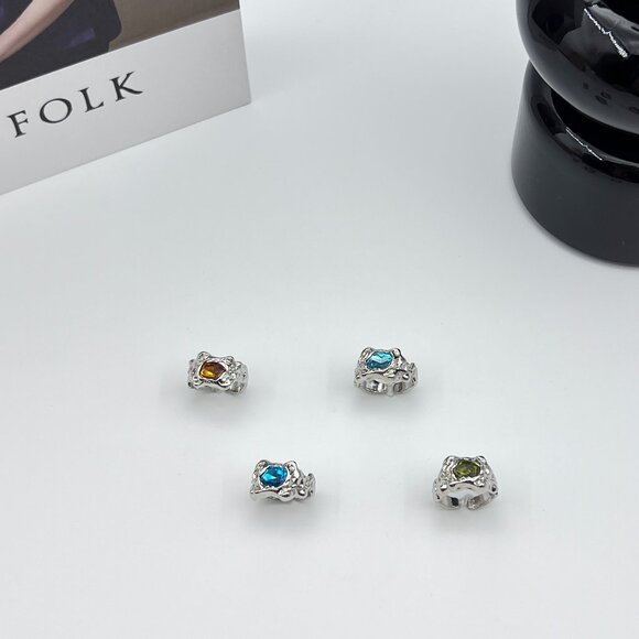 Other - Vintage Style Silver Rings – Adjustable with Colored Gemstones